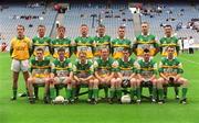 23 June 2002; The Offaly panel prior to the Bank of Ireland Leinster Junior Football Championship Semi-Final match between Offaly and Kildare at Croke Park in Dublin. Photo by Damien Eagers/Sportsfile