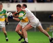 22 June 2002; Cathal Daly of Offaly in action against Glenn Ryan of Kildare during the Bank of Ireland Leinster Senior Football Championship Semi-Final Replay match between Kildare and Offaly at Nowlan Park in Kilkenny. Photo by Damien Eagers/Sportsfile