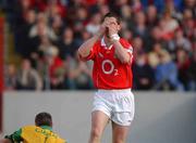 23 June 2002; Cork's Fionan Murray reacts after missing a chance on goal during the Bank of Ireland Munster Senior Football Championship Semi-Final Replay match between Cork and Kerry at Páirc U’ Chaoimh in Cork. Photo by Brendan Moran/Sportsfile