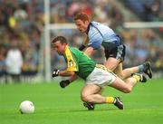 23 June 2002; Evan Kelly of Meath in action against Dublin's Peadar Andrews during the Bank of Ireland Leinster Senior Football Championship Semi-Final match between Dublin and Meath at Croke Park in Dublin. Photo by Ray McManus/Sportsfile