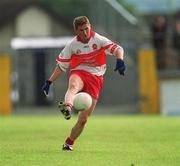 23 June 2002; Conleth Gilligan of Derry during the Bank of Ireland All-Ireland Senior Football Championship Qualifier Round 2 match between Longford and Derry at Pearse Park in Longford. Photo by Aoife Rice/Sportsfile