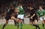 13 November 2001; Jason Holland of Ireland 'A' is tackled by Pita Alatini, left, and David Hill of New Zealand during the 2001 New Zealand Tour of Ireland match between Ireland 'A' and New Zealand at Ravenhill Stadium in Belfast. Photo by Matt Browne/Sportsfile