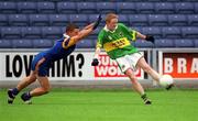 30 June 2002; Colm Cooper of Kerry in action against Wicklow's Garry Jameson during the Bank of Ireland All-Ireland Senior Football Championship Qualifying Round 2 match between Kerry and Wicklow at O'Moore Park in Portlaoise, Laois. Photo by Aoife Rice/Sportsfile