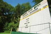 28 June 2002; A general view of the scoreboard during day two of the Murphy's Irish Open at Fota Island Resort Golf Club in Cork. Photo by Damien Eagers/Sportsfile