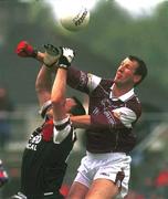 30 June 2002; Gary Fahey of Galway in against Dessie Sloyan of Sligo during the Bank of Ireland Connacht Senior Football Championship Final match between Galway and Sligo at MacHale Park in Castlebar, Mayo. Photo by David Maher/Sportsfile