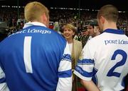 30 June 2002; President Mary McAleese is introduced to Waterford players Stephen Brenner, left, and James Murray, right, by team captain Fergal Hartley, behind, during the Guinness Munster Senior Hurling Championship Final match between Waterford and Tipperary at Páirc Uí Chaoimh in Cork. Photo by Brendan Moran/Sportsfile