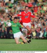 29 June 2002; Richie Kealy, Meath, in action against Seamus O'Hanlon, Louth. Meath v Louth, All Ireland Football Qualifier Round 2, Pairc Tailteann, Navan, Co, Meath. Picture credit; Damien Eagers / SPORTSFILE