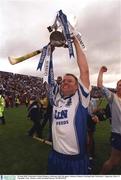 30 June 2002; Waterford's Brian Flannery celebrates after the game. Guinness Munster Hurling Final, Waterford v Tipperary, Pairc Ui Chaoimh, Cork.  Picture credit; Brendan Moran / SPORTSFILE