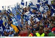 30 June 2002; Waterford hurling fans cheer on their side. Waterford v Tipperary, Guinness Munster Hurling Final, Pairc Ui Chaoimh, Cork. Picture credit; Brendan Moran / SPORTSFILE