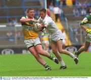 23 June 2002; Alan Mulhall, Offaly, in action against Frank Ryder, Kildare. Offaly v Kildare, Bank of Ireland Leinster Junior Football Championship Semi-Final, Croke Park, Dublin. Picture credit; Brian Lawless / SPORTSFILE