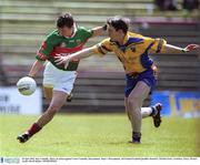 23 June 2002; Ray Connelly, Mayo, in action against Conor Connelly, Roscommon. Mayo v Roscommon, All Ireland Football Qualifier Round 2, McHale Park, Castlebar, Mayo. Picture credit; David Maher / SPORTSFILE