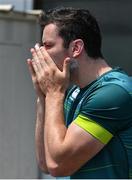 15 June 2017; James Ryan of Ireland applies suncream before an Ireland rugby squad training session in Tokyo, Japan. Photo by Brendan Moran/Sportsfile