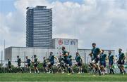 15 June 2017; The Ireland team warm-up during a squad training session in Tokyo, Japan. Photo by Brendan Moran/Sportsfile
