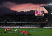 16 June 2017; Tonga and Wales players during their National Anthems prior to the International Test Match between Tonga and Wales at Eden Park in Auckland, New Zealand. Photo by Stephen McCarthy/Sportsfile