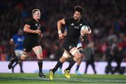 16 June 2017; Ardie Savea of New Zealand on his way to scoring his side's third try during the International Test match between the New Zealand All Blacks and Samoa at Eden Park in Auckland, New Zealand. Photo by Stephen McCarthy/Sportsfile