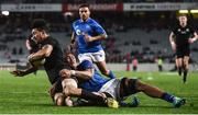 16 June 2017; Ardie Savea of New Zealand goes over to score his side's eleventh try despite the tackle of Piula Faasalele of Samoa during the International Test match between the New Zealand All Blacks and Samoa at Eden Park in Auckland, New Zealand. Photo by Stephen McCarthy/Sportsfile