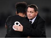 16 June 2017; New Zealand head coach Steve Hansen with Ardie Savea following the International Test match between the New Zealand All Blacks and Samoa at Eden Park in Auckland, New Zealand. Photo by Stephen McCarthy/Sportsfile