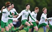 16 June 2017; Limerick Desmond players run to congratulate goalkeeper Ethan Hurley after he saved the winning penalty during the SFAI Umbro Kennedy Cup Plate Final match between Limerick Desmond and North Dublin Schoolboys League at the University of Limerick in Limerick. Photo by Matt Browne/Sportsfile