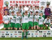16 June 2017; Limerick Desmond captain Joey Rushe lifts the plate as his team-mates celebrate after the SFAI Umbro Kennedy Cup Plate Final match between Limerick Desmond and North Dublin Schoolboys League at the University of Limerick in Limerick. Photo by Matt Browne/Sportsfile