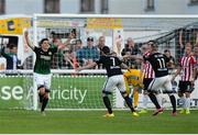 16 June 2017; Darragh Noone of Bray Wanderers celebrates scoring his side's first goal during the SSE Airtricity League Premier Division match between Bray Wanderers and Derry City at the Carlisle Grounds in Bray, Co Wicklow. Photo by Piaras Ó Mídheach/Sportsfile