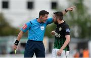 16 June 2017; Referee Robert Hennessy in conversation with Mark Salmon of Bray Wanderers during the SSE Airtricity League Premier Division match between Bray Wanderers and Derry City at the Carlisle Grounds in Bray, Co Wicklow. Photo by Piaras Ó Mídheach/Sportsfile