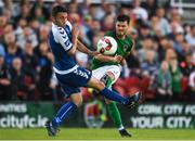 16 June 2017; Jimmy Keohane of Cork City scoring his side's fourth goal despite the efforts of Shane Duggan of Limerick during the SSE Airtricity League Premier Division match between Cork City and Limerick FC at Turner's Cross in Cork. Photo by Eóin Noonan/Sportsfile