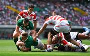 17 June 2017; Dan Leavy of Ireland scores his side's second try during the international rugby match between Japan and Ireland at the Shizuoka Epoca Stadium in Fukuroi, Shizuoka Prefecture, Japan. Photo by Brendan Moran/Sportsfile