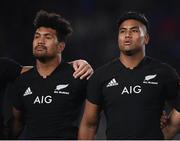 16 June 2017; Ardie Savea, left, and Julian Savea of New Zealand during the national anthem prior to the International Test match between the New Zealand All Blacks and Samoa at Eden Park in Auckland, New Zealand. Photo by Stephen McCarthy/Sportsfile