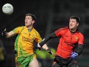 4 February 2012; Patrick McBrearty, Donegal, in action against Peter Turley, Down. Allianz Football League, Division 1, Round 1, Down v Donegal, Pairc Esler, Newry, Co. Down. Picture credit: Oliver McVeigh / SPORTSFILE