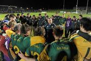 4 February 2012; Meath manager Seamus McEnaney speaks to his players after the game. Allianz Football League, Division 2, Round 1, Meath v Monaghan, Pairc Tailteann, Navan, Co. Meath. Photo by Sportsfile