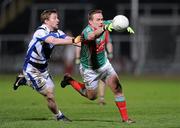 4 February 2012; Andy Moran, Mayo, in action against Cahir Healy, Laois. Allianz Football League, Division 1, Round 1, Laois v Mayo, O'Moore Park, Portlaoise, Co. Laois. Picture credit: Matt Browne / SPORTSFILE