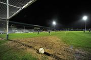 4 February 2012; A general view of a muddy goalmouth on the pitch before the start of the game. Allianz Football League, Division 1, Round 1, Laois v Mayo, O'Moore Park, Portlaoise, Co. Laois. Picture credit: Matt Browne / SPORTSFILE
