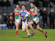 4 February 2012; Kevin McLoughlin, Mayo, in action against Shane Julian, Laois. Allianz Football League, Division 1, Round 1, Laois v Mayo, O'Moore Park, Portlaoise, Co. Laois. Picture credit: Matt Browne / SPORTSFILE