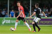16 June 2017; Aaron McEneff of Derry City in action against Mark Salmon of Bray Wanderers during the SSE Airtricity League Premier Division match between Bray Wanderers and Derry City at the Carlisle Grounds in Bray, Co Wicklow. Photo by Piaras Ó Mídheach/Sportsfile