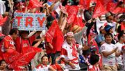 17 June 2017; Japanese supporters celebrate a try for their side during the international rugby match between Japan and Ireland at the Shizuoka Epoca Stadium in Fukuroi, Shizuoka Prefecture, Japan. Photo by Brendan Moran/Sportsfile