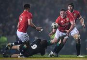 17 June 2017; Tadhg Furlong with the support of his British and Irish Lions team-mates Conor Murray, left, and Sean O'Brien, right, is tackled by Tawera Kerr-Barlow of the Maori All Blacks during the match between the Maori All Blacks and the British & Irish Lions at Rotorua International Stadium in Rotorua, New Zealand. Photo by Stephen McCarthy/Sportsfile