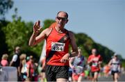 17 June 2017; David Trunk celebrates crossing the finish line during the Irish Runner 5 Mile at the Phoenix Park in Dublin. Photo by Sam Barnes/Sportsfile
