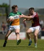 17 June 2017; John Moloney of Offaly in action against Jamie Gonoud of Westmeath during the Leinster GAA Football Senior Championship Quarter-Final Replay match between Westmeath and Offaly at TEG Cusack Park in Mullingar, Co Westmeath. Photo by Piaras Ó Mídheach/Sportsfile