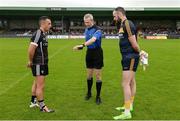 17 June 2017; Referee Fergal Kelly, centre, with captains Neil Ewing of Sligo, left, and Chris Kerr of Antrim, during the coin toss prior to the GAA Football All-Ireland Senior Championship Round 1A match between Sligo and Antrim at Markievicz Park in Sligo. Photo by Seb Daly/Sportsfile