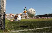 17 June 2017; Offaly goalkeeper Alan Mulhall is beaten by a shot by John Heslin for Westmeath's second goal during the Leinster GAA Football Senior Championship Quarter-Final Replay match between Westmeath and Offaly at TEG Cusack Park in Mullingar, Co Westmeath. Photo by Piaras Ó Mídheach/Sportsfile