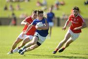 17 June 2017; Robbie Smyth of Longford in action against Padraig Rath and Patrick Reilly of Louth during the GAA Football All-Ireland Senior Championship Round 1A match between Louth and Longford at the Gaelic Grounds in Drogheda, Co Louth. Photo by Oliver McVeigh/Sportsfile