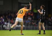 17 June 2017; Mathew Fitzpatrick, left, of Antrim celebrates after scoring his side's second goal of the game during the GAA Football All-Ireland Senior Championship Round 1A match between Sligo and Antrim at Markievicz Park in Sligo. Photo by Seb Daly/Sportsfile