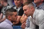 17 June 2017; Boxers David Oliver Joyce, left, and Carl Frampton in conversation at the Battle of Belfast Fight Night at the Waterfront Hall in Belfast. Photo by Ramsey Cardy/Sportsfile