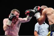 17 June 2017; Paddy Barnes, left, in action against Silvio Olteanu during their WBO European flyweight title bout at the Battle of Belfast Fight Night at the Waterfront Hall in Belfast. Photo by Ramsey Cardy/Sportsfile