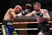 17 June 2017; Paddy Barnes, right, in action against Silvio Olteanu during their WBO European flyweight title bout at the Battle of Belfast Fight Night at the Waterfront Hall in Belfast. Photo by Ramsey Cardy/Sportsfile
