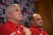 18 June 2017; British and Irish Lions head coach Warren Gatland and Rory Best, right, during a press conference at the ibis Hamilton Tainui Hotel in Hamilton, New Zealand. Photo by Stephen McCarthy/Sportsfile