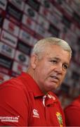 18 June 2017; British and Irish Lions head coach Warren Gatland during a press conference at the ibis Hamilton Tainui Hotel in Hamilton, New Zealand. Photo by Stephen McCarthy/Sportsfile