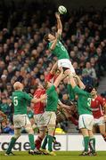 5 February 2012; Donnacha Ryan, Ireland, steals a lineout against Wales. RBS Six Nations Rugby Championship, Ireland v Wales, Aviva Stadium, Lansdowne Road, Dublin. Picture credit: Brendan Moran / SPORTSFILE
