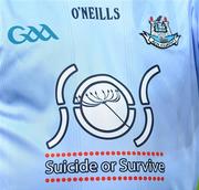 4 February 2012; A general view of the Suicide or Survive logo on the Dublin jersey. Allianz Football League, Division 1, Round 1, Dublin v Kerry, Croke Park, Dublin. Picture credit: Brendan Moran / SPORTSFILE