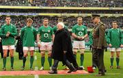 5 February 2012; President of Ireland Michael D Higgins walks back to his seat after meeting the teams before the game. RBS Six Nations Rugby Championship, Ireland v Wales, Aviva Stadium, Lansdowne Road, Dublin. Picture credit: Brendan Moran / SPORTSFILE